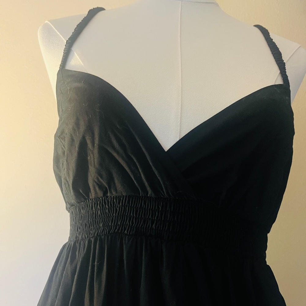 Anthropologie Somerset Maxi Dress Small Cotton Bubble Hem Black - Picture 3 of 6